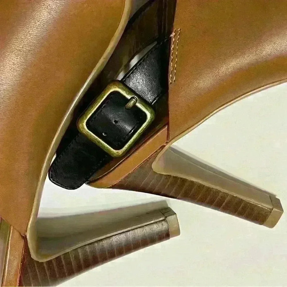 Franco Sarto Quatrain Cross Strap Slingback Heel Brown 9M brown leather hight - Picture 4 of 11